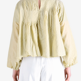 Tan shirt, full body view