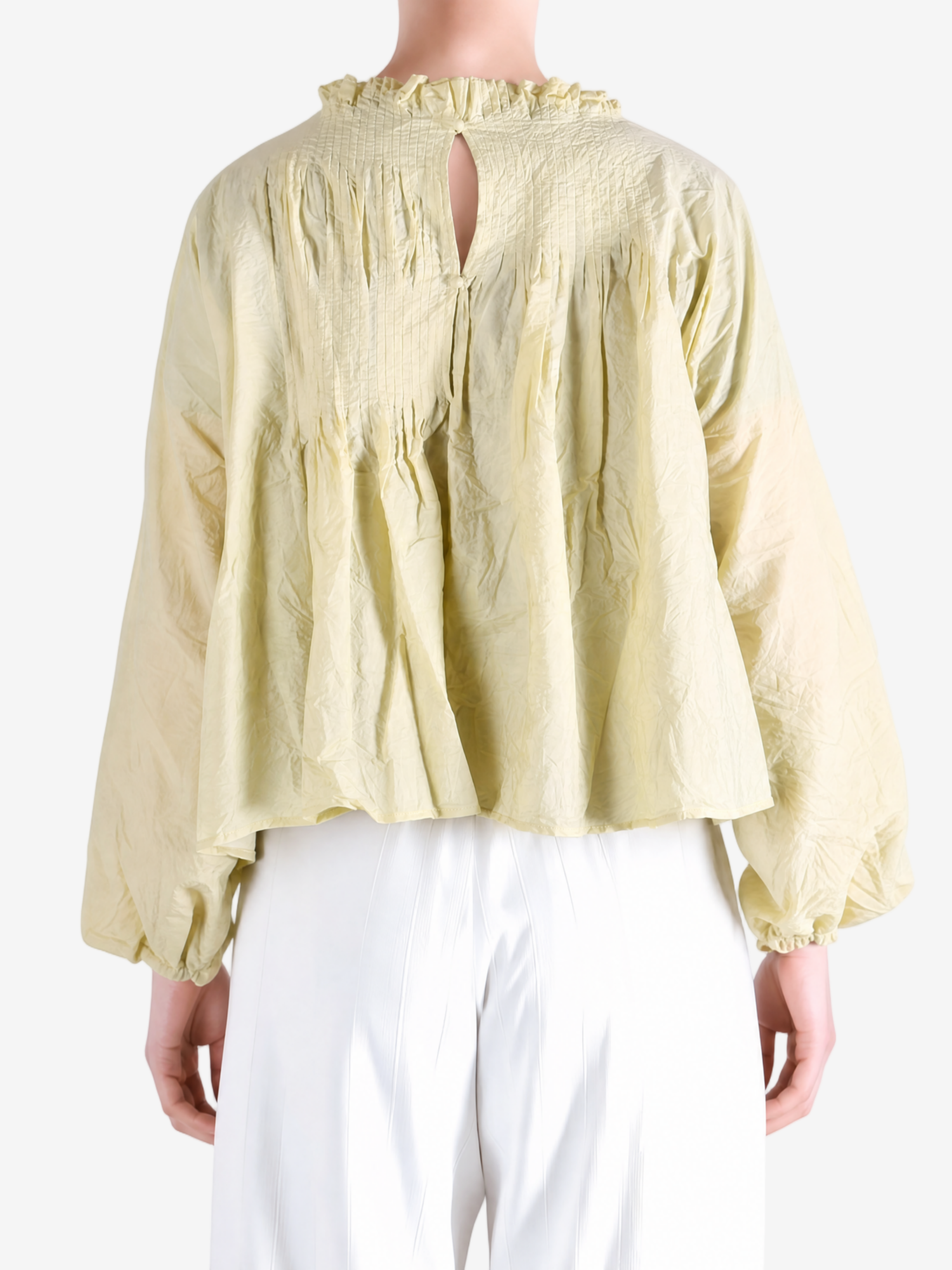 Tan shirt, full body view