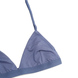 Close up of blue bra, showing texture of the Bamboo Lyocell fabric