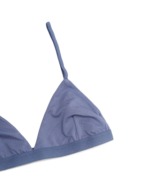Close up of blue bra, showing texture of the Bamboo Lyocell fabric