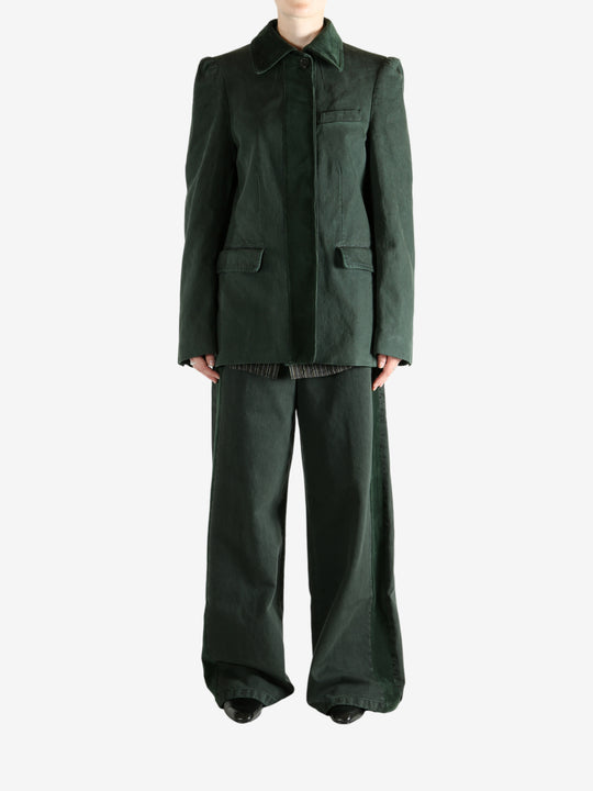 Green jacket, full body view