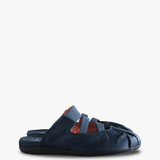Navy shoes, side view