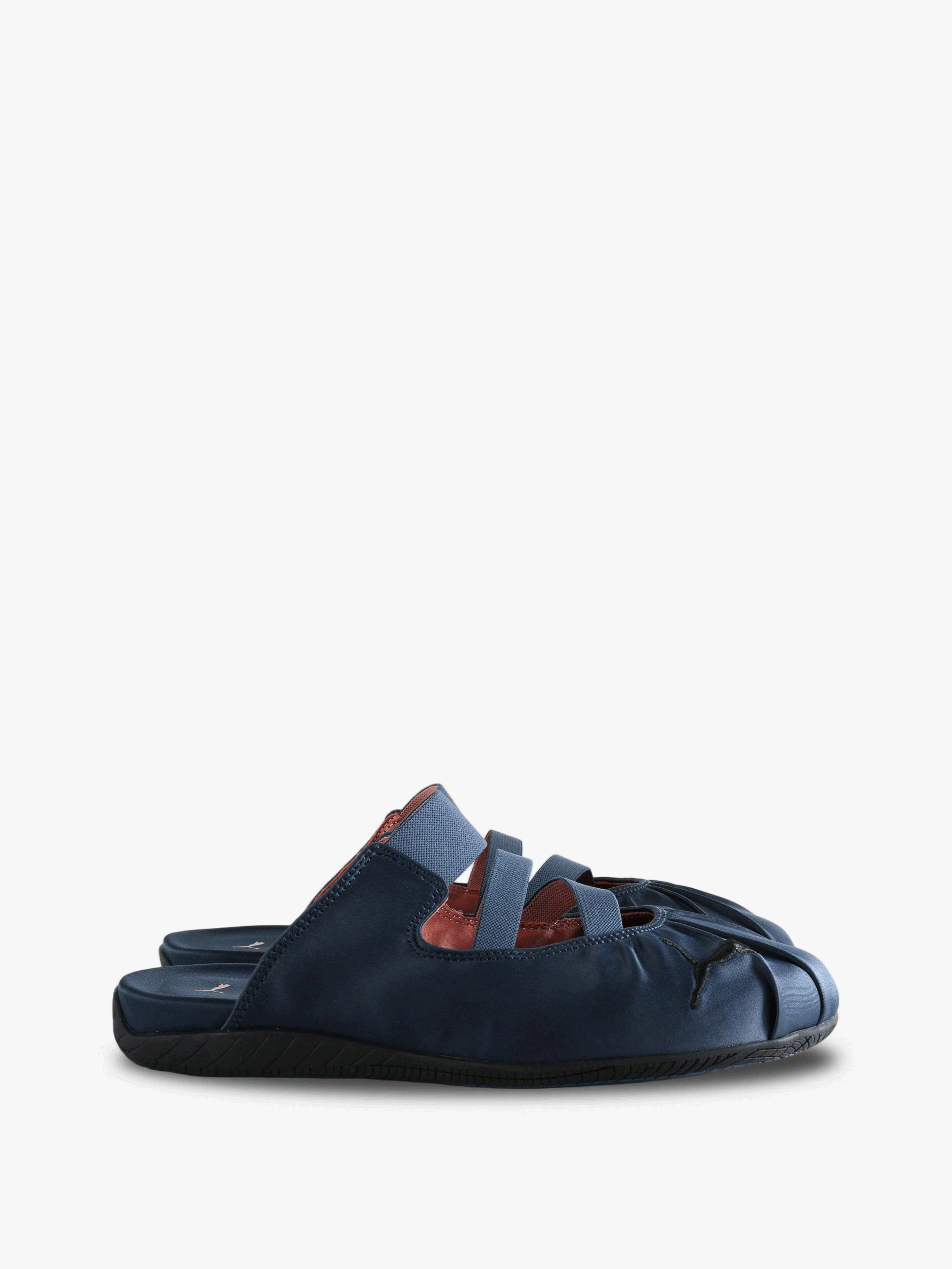 Navy shoes, side view