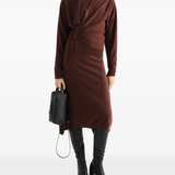 Brown knitwear, full body view
