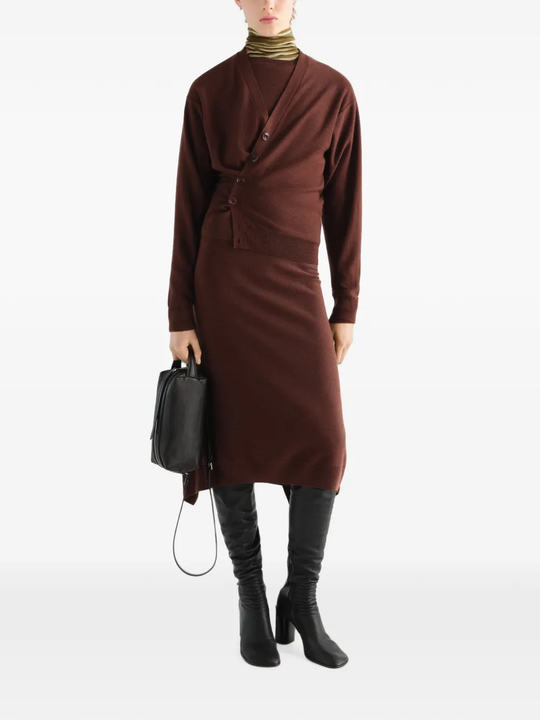 Brown knitwear, full body view