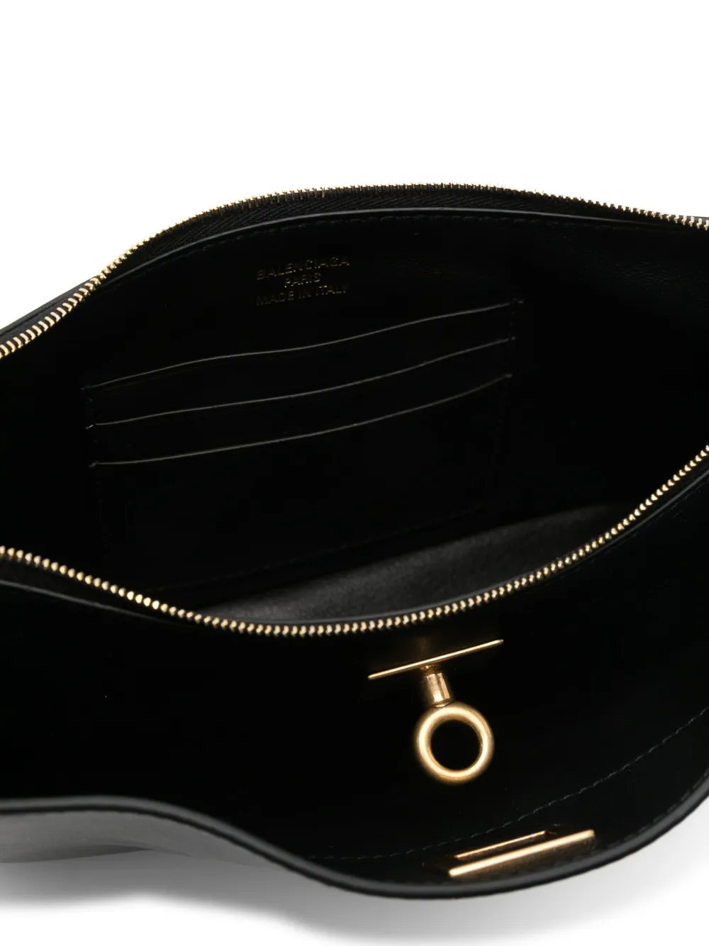 Close up of black bag, showing the texture of lambskin