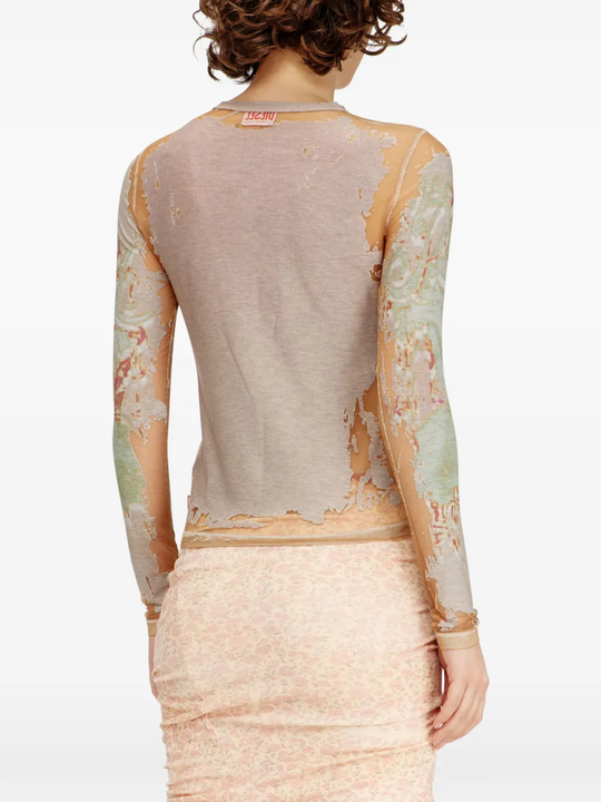 Tan top worn by a person, showing the top fit