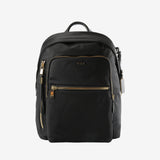 Black backpack, front view