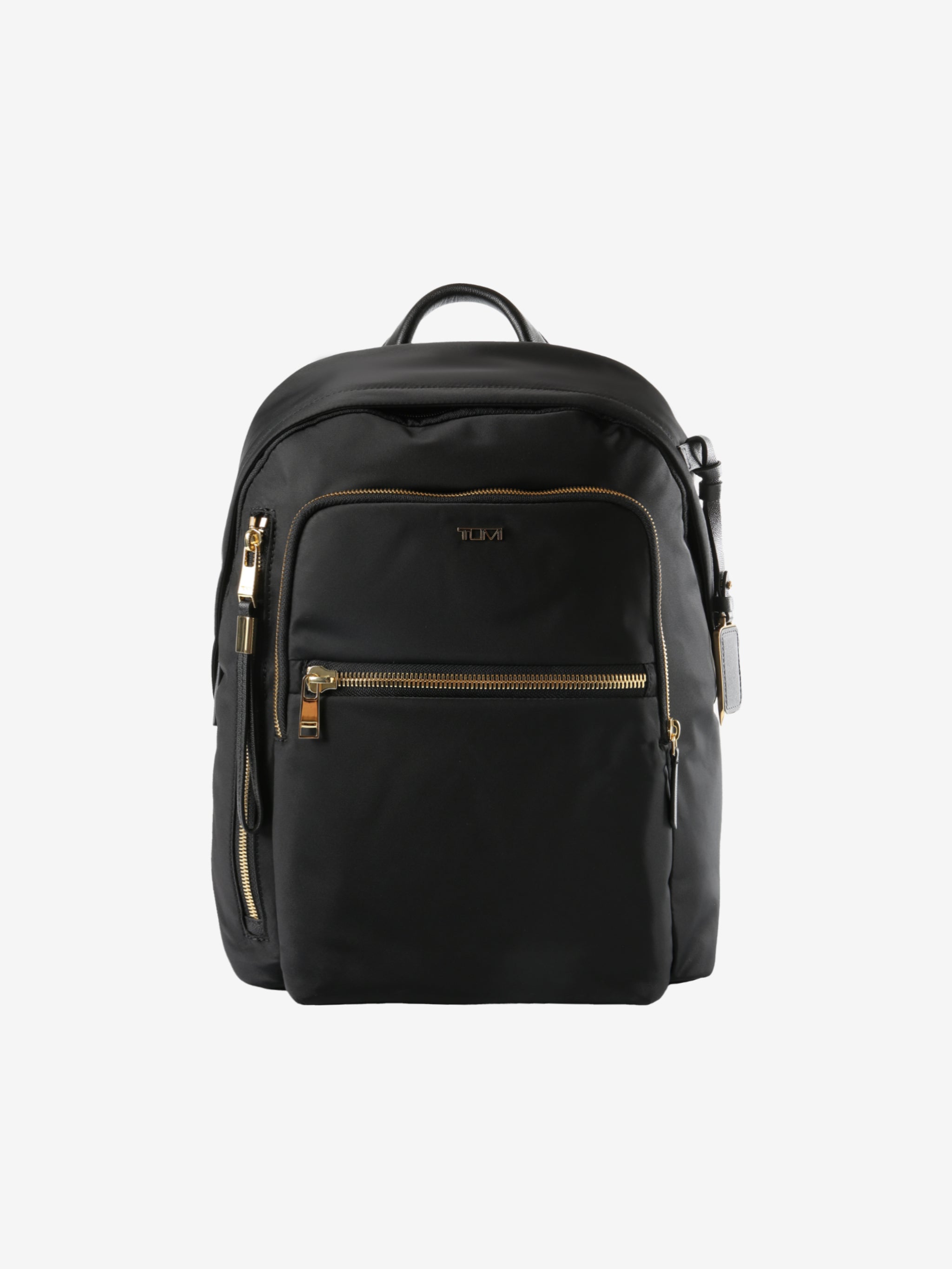 Black backpack, front view