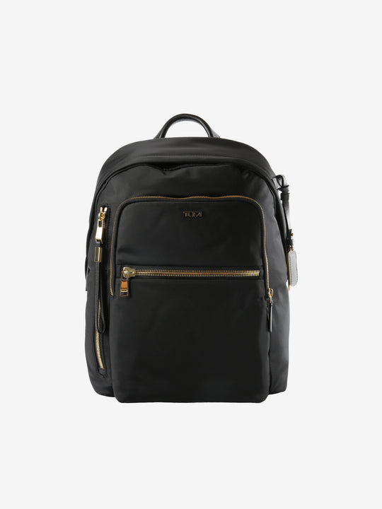 Black backpack, front view