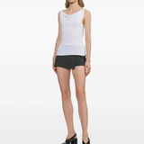 Grey shorts, full body view