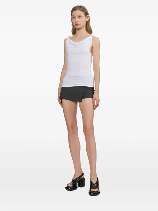 Grey shorts, full body view