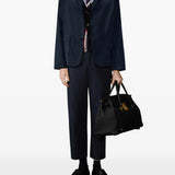Navy jacket, full body view