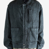 Blue jacket worn by a person, showing the jacket's fit