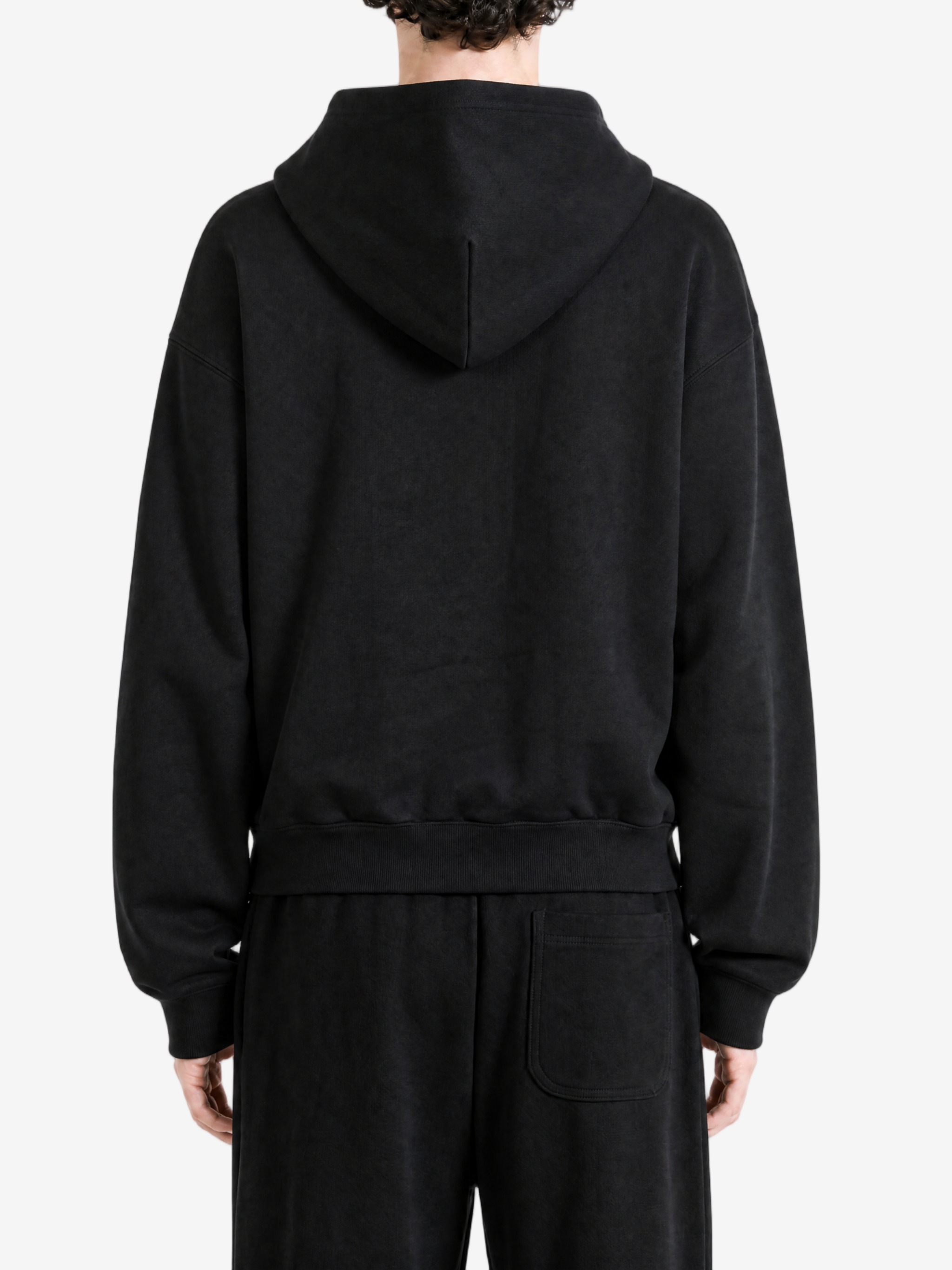Black hoodie, full body view