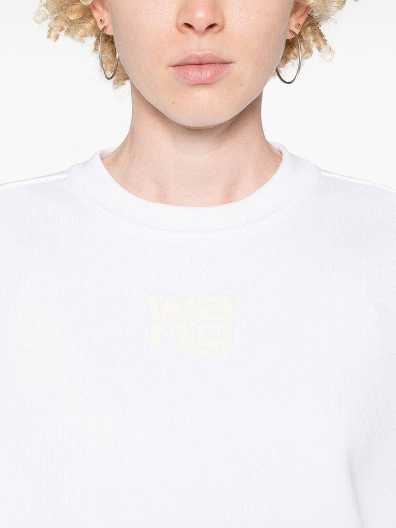 T BY ALEXANDER WANG - Women Essential Terry Crew Sweatshirt W/ Puff Paint Logo