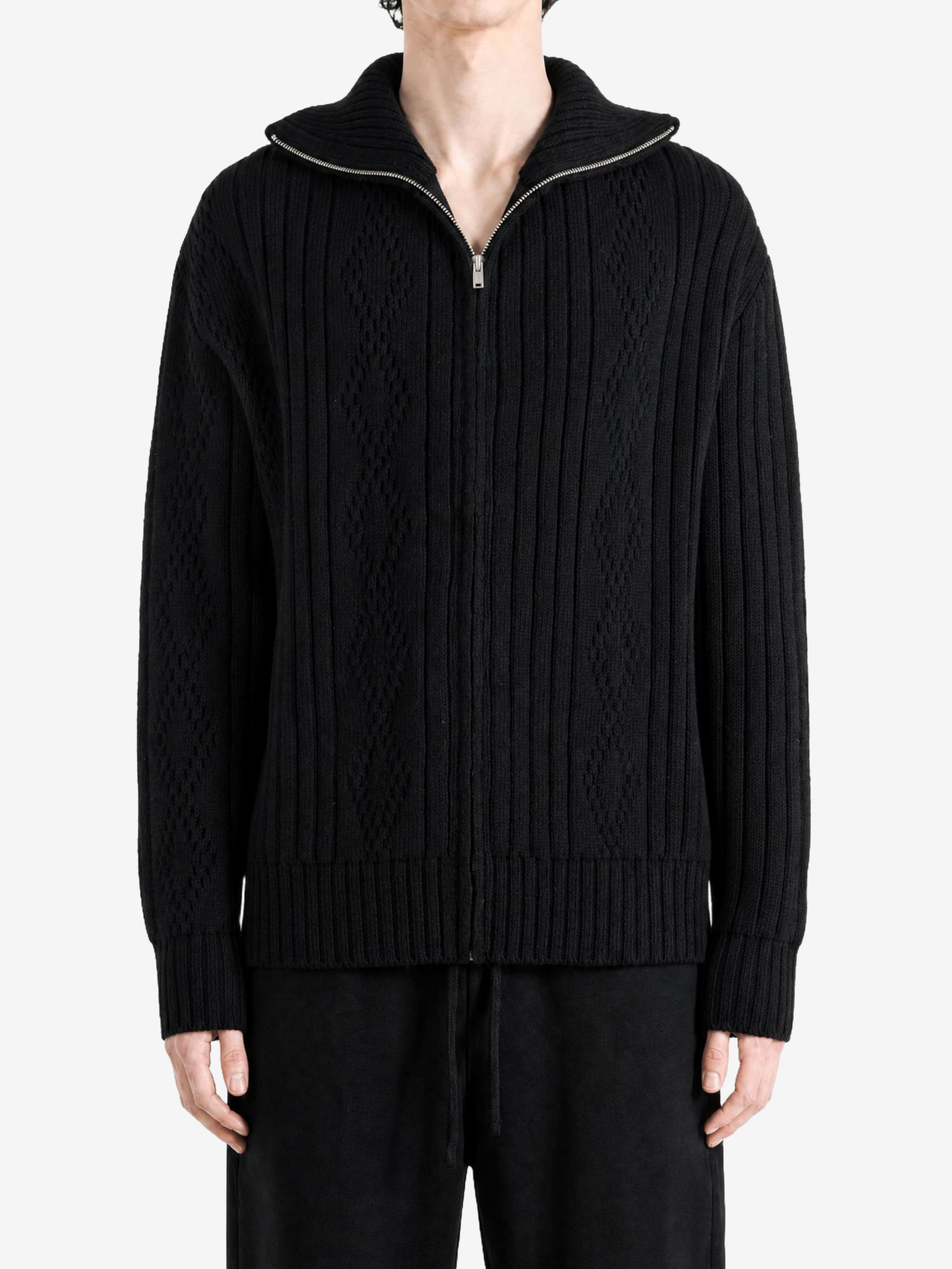 Black knitwear, front view
