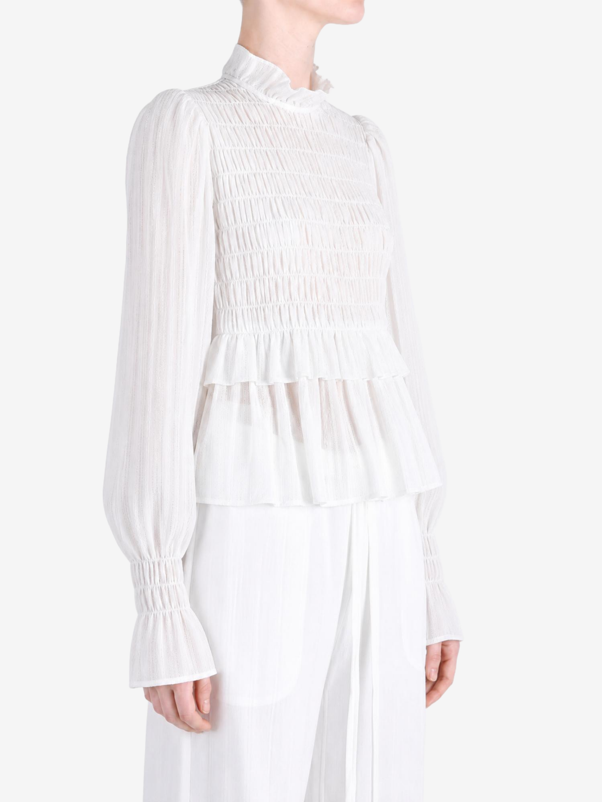 White top worn by a person, showing the top fit