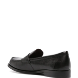 Black loafers, back view