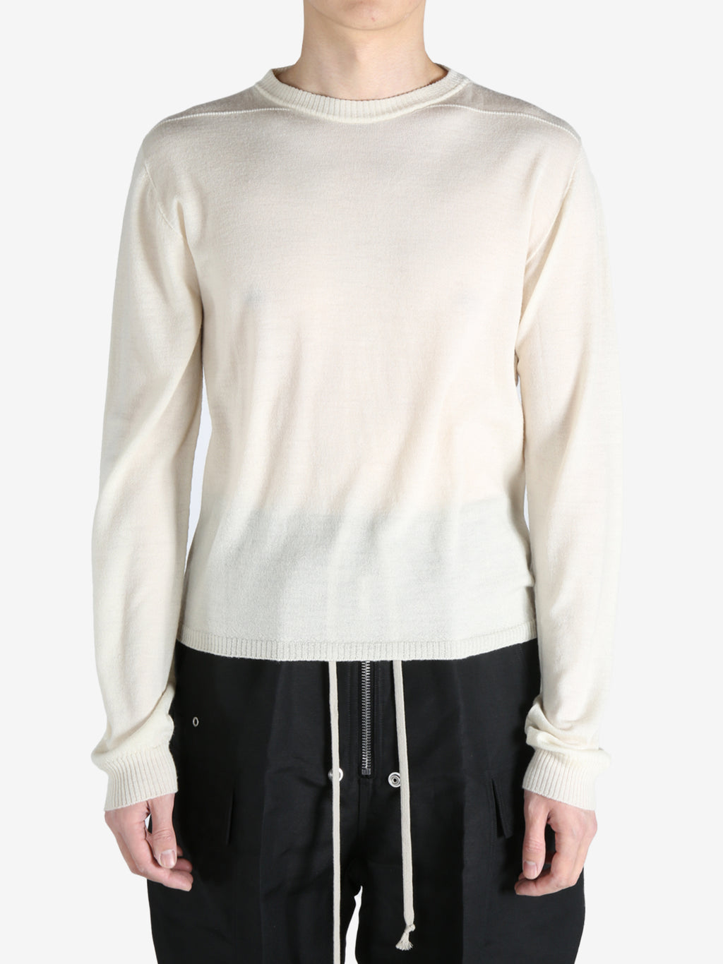 RICK OWENS - Men Cropped Biker Round Neck Sweater