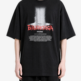 Black t-shirt, full body view