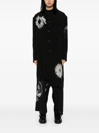 YOHJI YAMAMOTO POUR HOMME - Men White Flower Print Slit Jacket