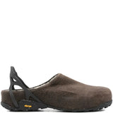 Brown mules, front view