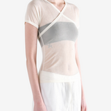 Tan top worn by a person, showing the top fit