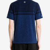 Navy shirt worn by a person, showing the shirt fit