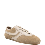 Tan shoes, side view