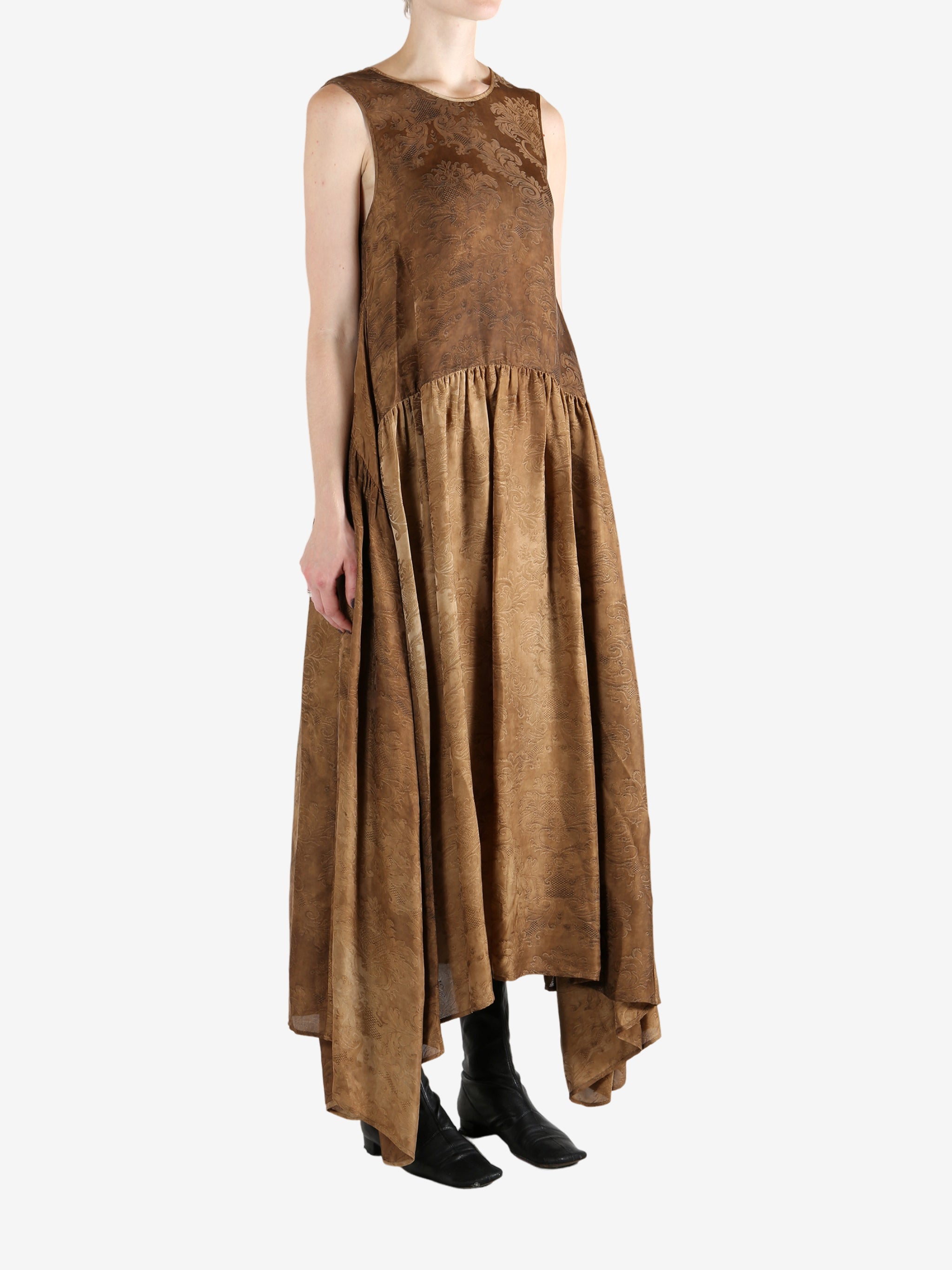 Brown dress, full body view