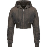 RICK OWENS DRKSHDW - Women Hooded Cropped Flight Bomber