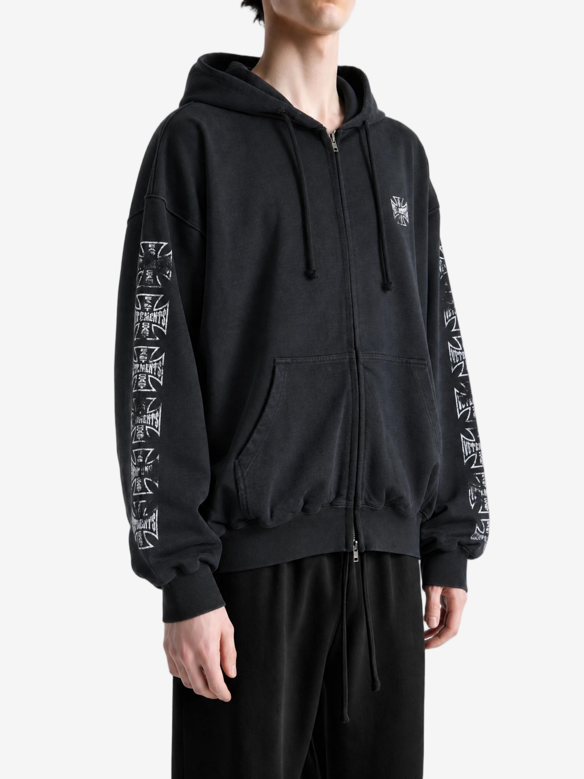 Black hoodie, full body view