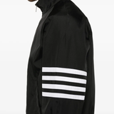 Close up of black jacket,showing texture of the polyamide fabric