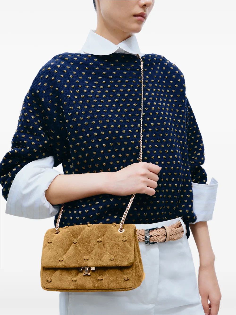 Tan bag, front view