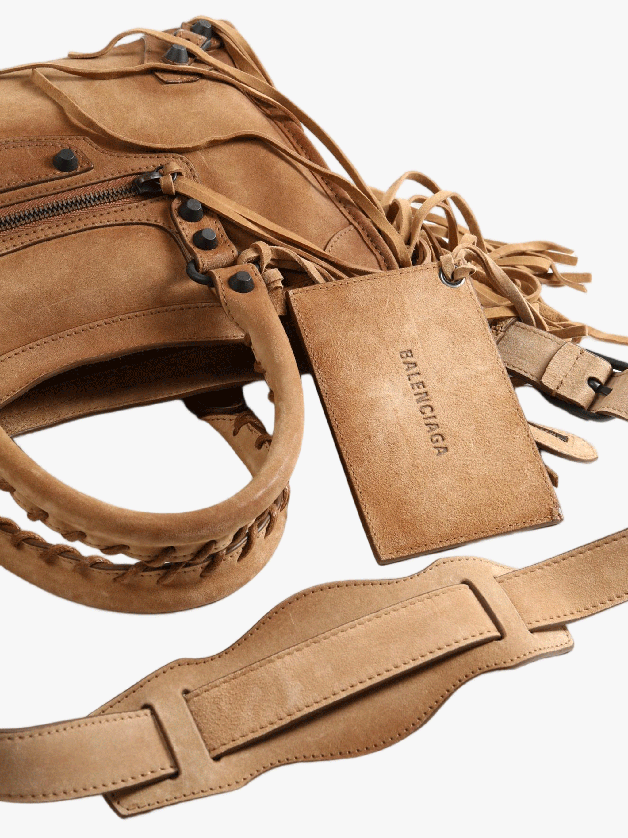 Tan bag, front view