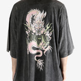 Black t-shirt worn by a person, showing the t-shirt's fit