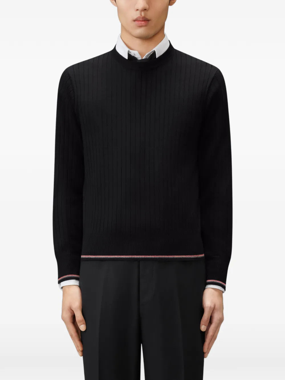 Black knitwear, full body view