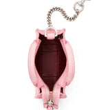  Close up of pink bag, showing texture of the leather fabric