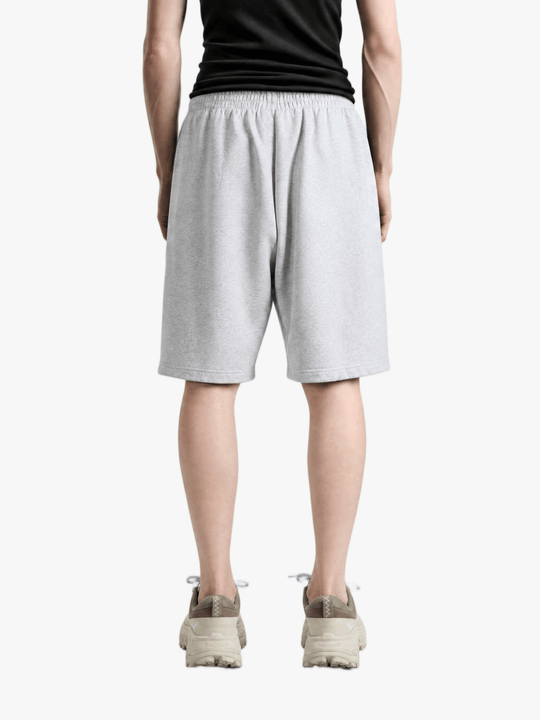 Grey shorts, full body view