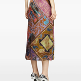 Brown skirt worn by a person, showing the skirt's fit