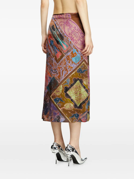 Brown skirt worn by a person, showing the skirt's fit