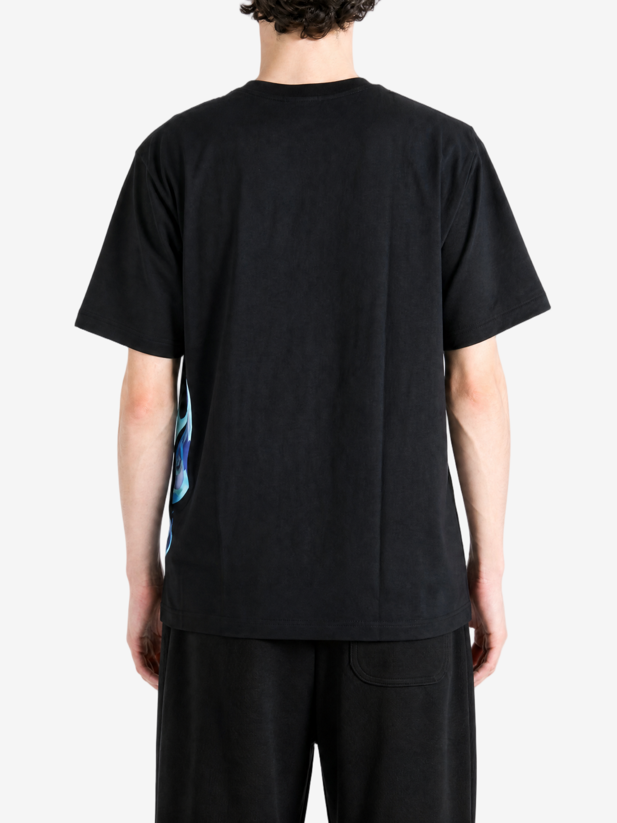 Black t-shirt, full body view