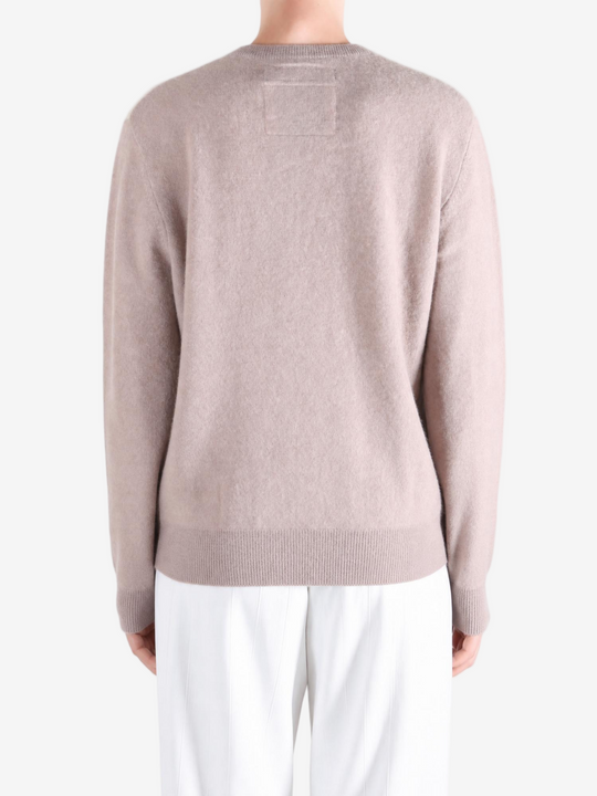 Tan hoodie, full body view