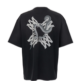 Black t-shirt, back view