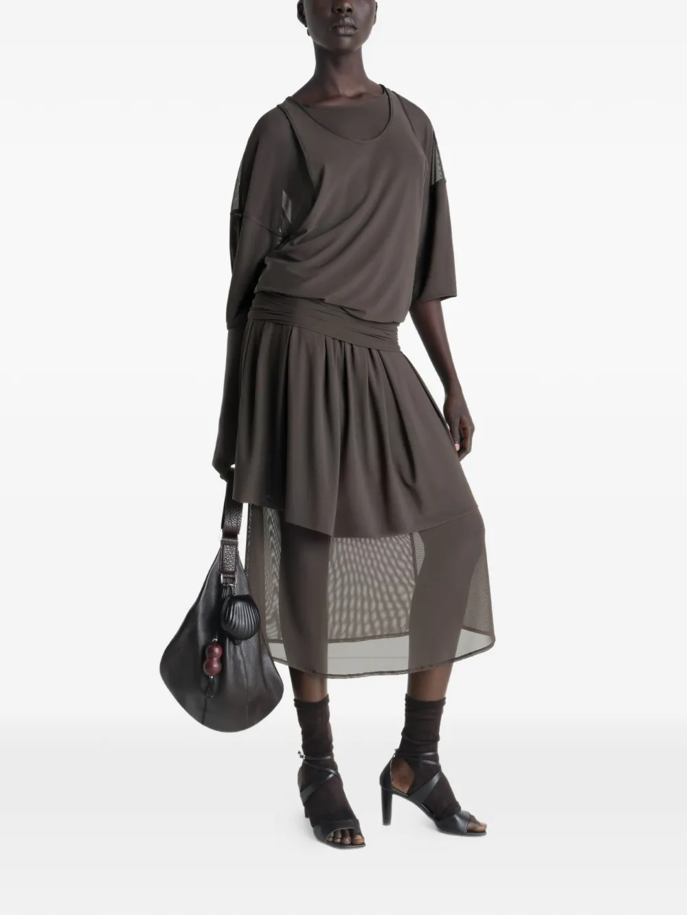 Brown dresses, full body view