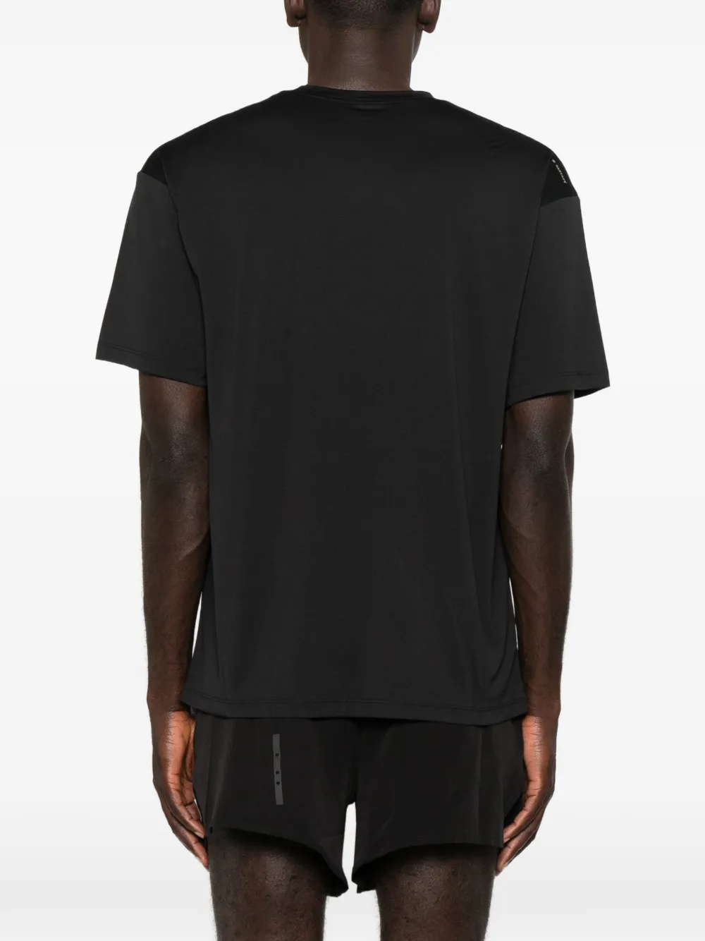 Black t-shirt, full body view