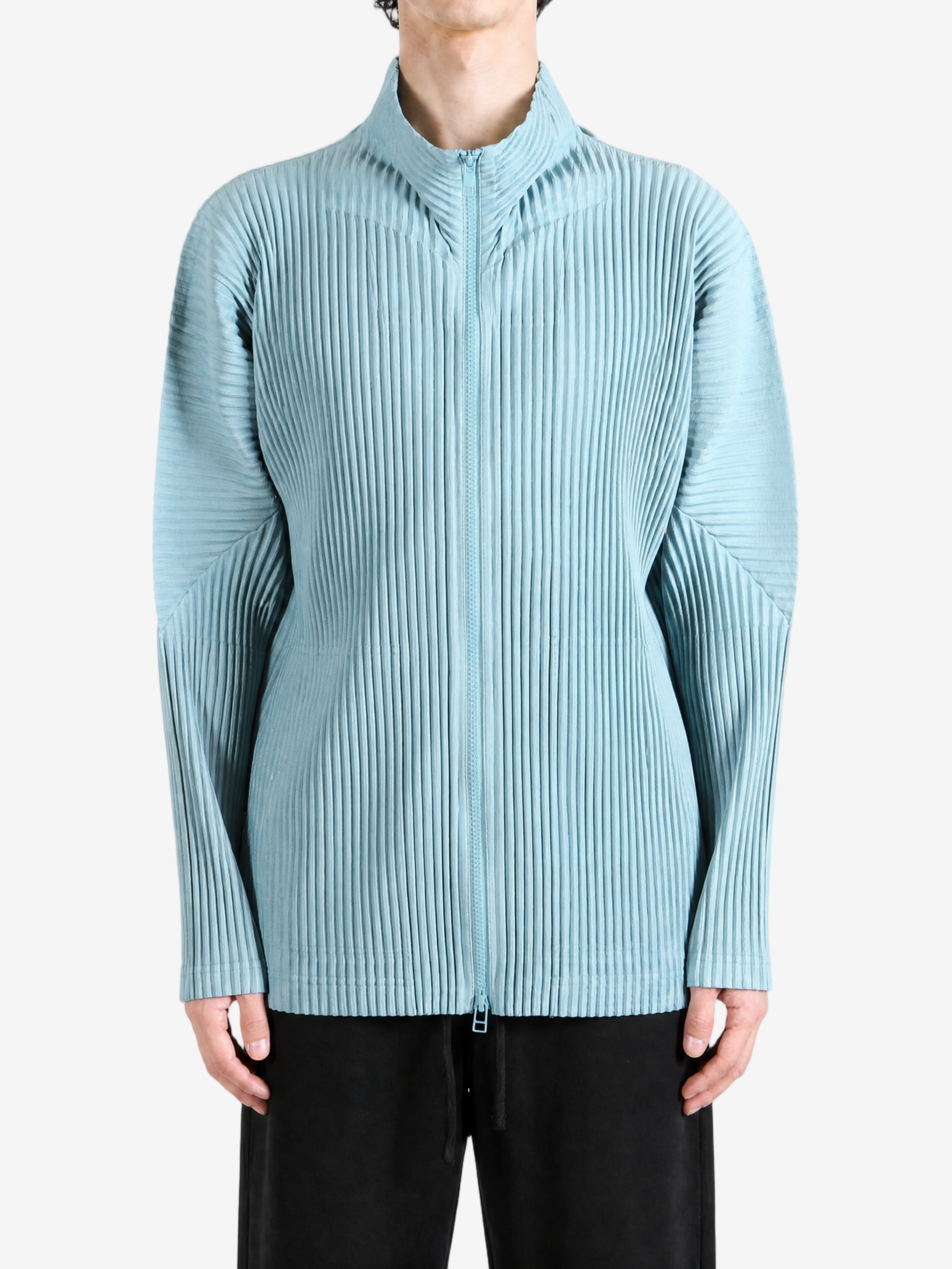 Blue jacket, full body view