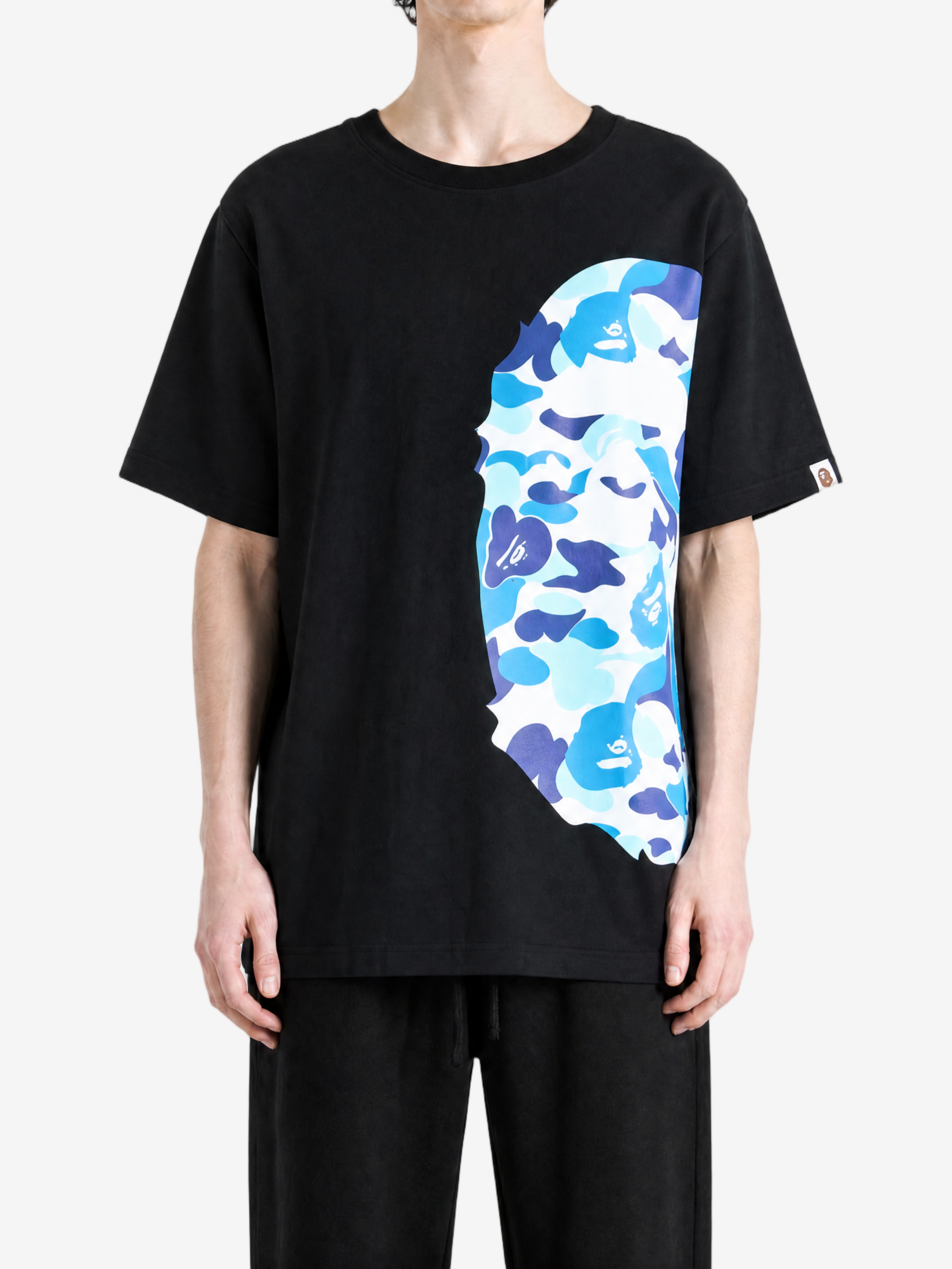 Black t-shirt, full body view