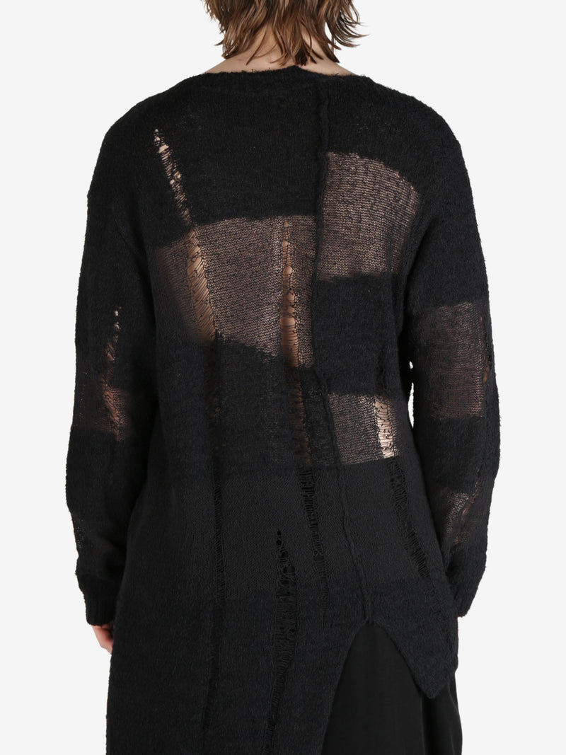 YOHJI YAMAMOTO POUR HOMME - Men Distressed Oversized Cardigan